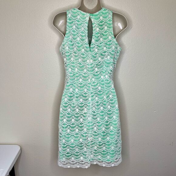 Southern Tide Sawyer Lace Sheath Dress Starboard Green Cream Sleeveless Women 4 - Picture 7 of 15